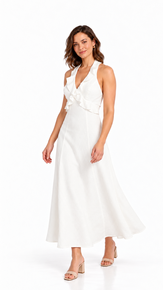 The Serena Ruffle Halter Dress