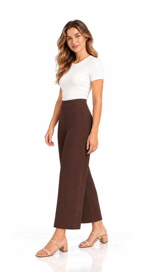 Portia Wide Leg Pants in Chocolate