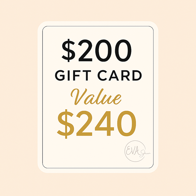 Gift card with $200 face value and $240 value on a beige background