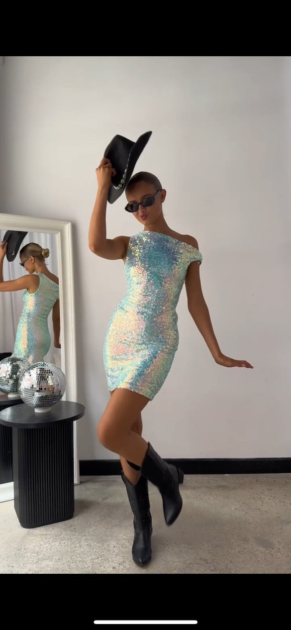 The Mermaid Shimmer Dress - Blue