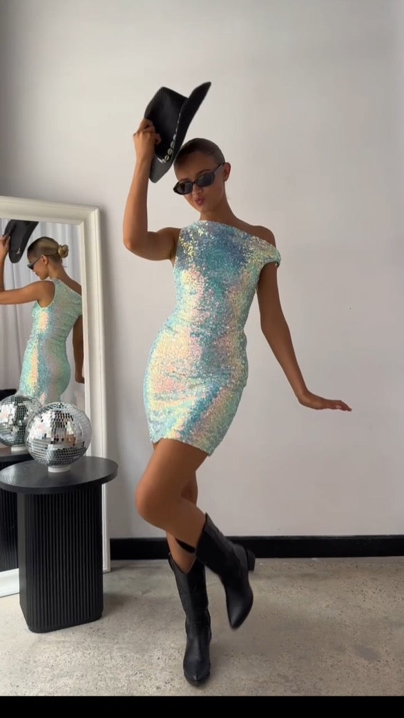 The Mermaid Shimmer Dress - Blue