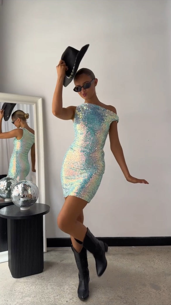 The Mermaid Shimmer Dress - Blue