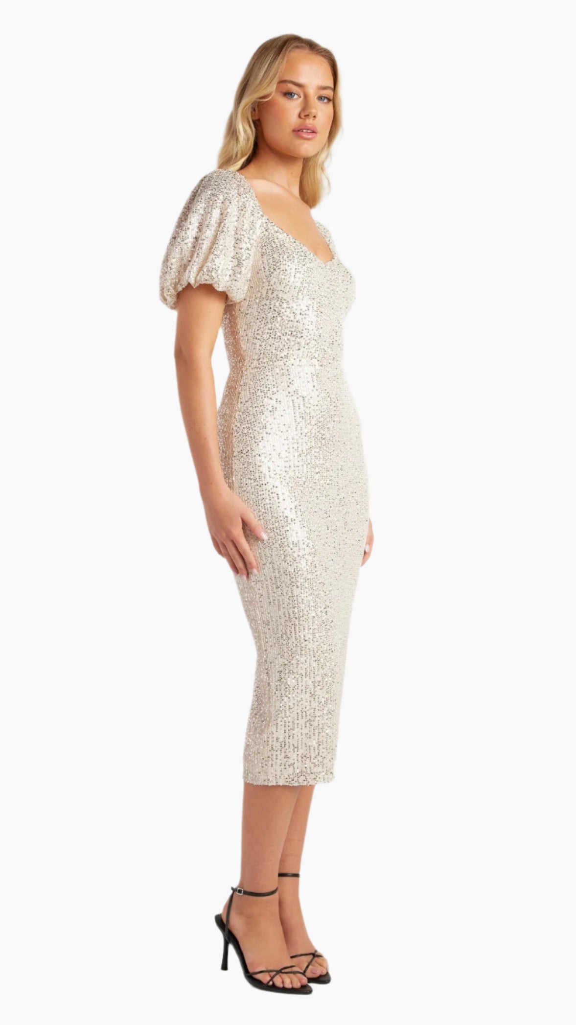 The Hollywood Glam Midi Dress - Champagne