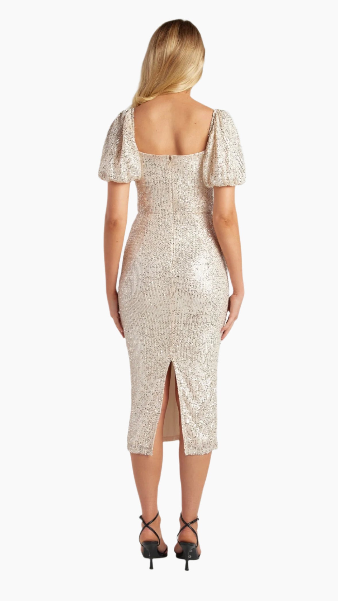 The Hollywood Glam Midi Dress - Champagne