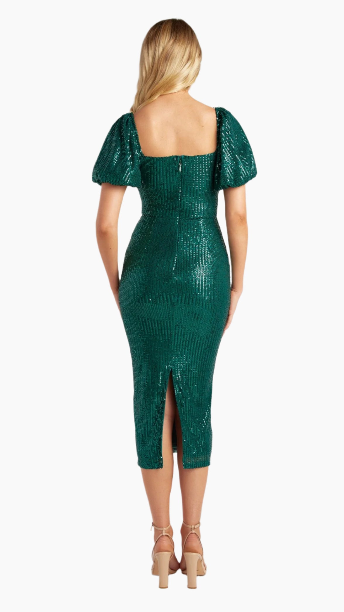 The Hollywood Glam Midi Dress - Emerald Green