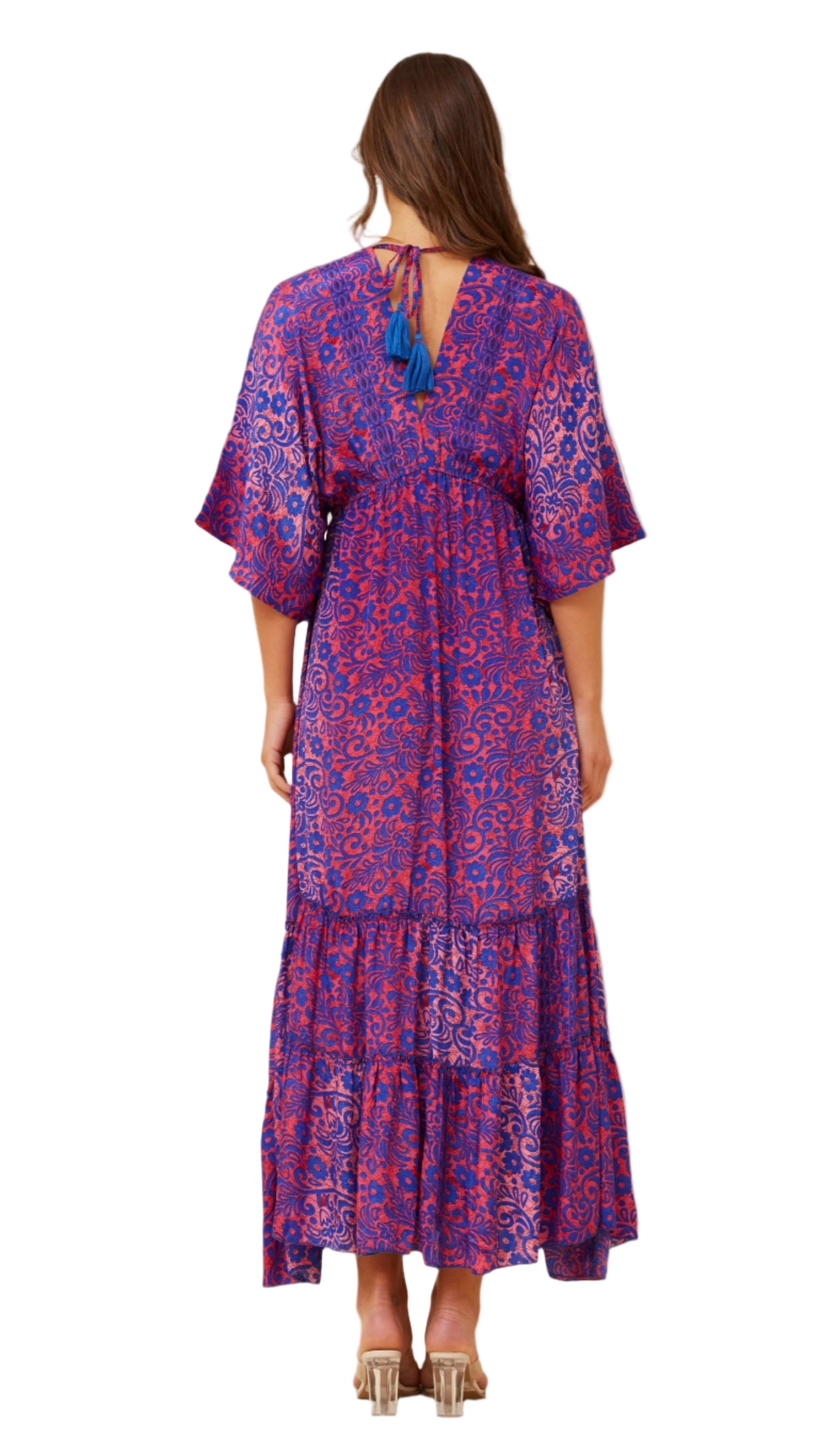 Back view of the Dreamweaver Maxi dress showing soft drape and relaxed silhouette