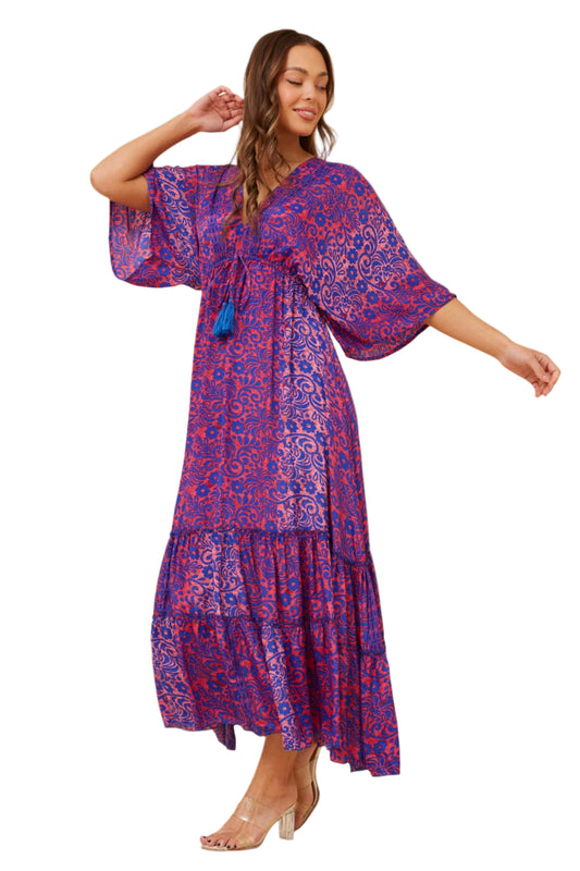 Flowing movement of the Dreamweaver Maxi dress as model walks