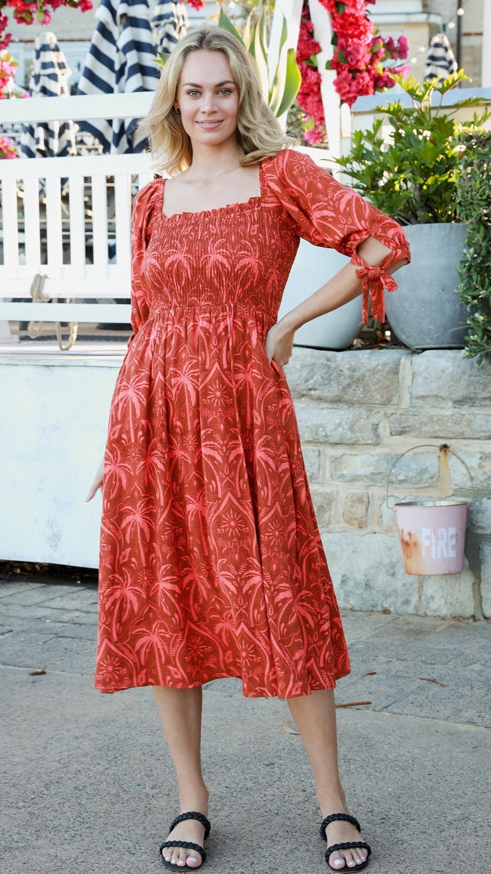 The Palm Paradise Dress - Rust