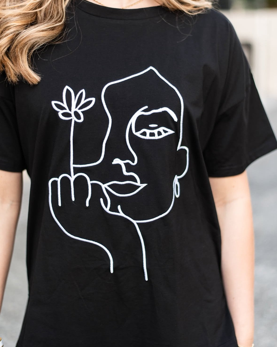I Don't Give a Flower Tee - Black & White