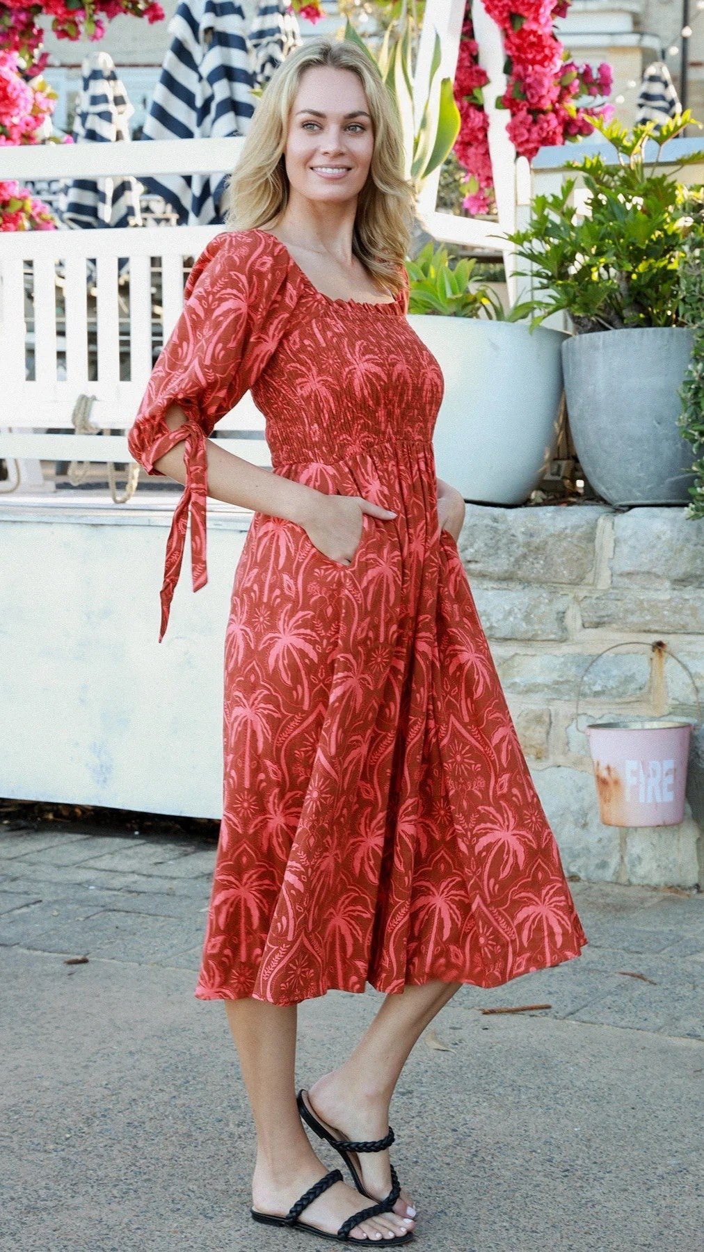 The Palm Paradise Dress - Rust