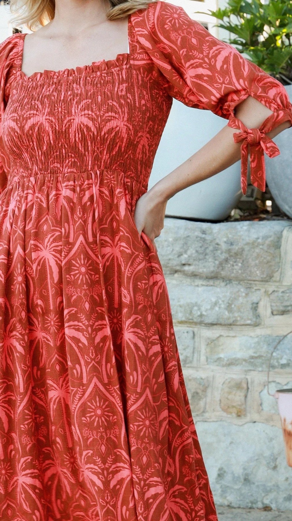 The Palm Paradise Dress - Rust