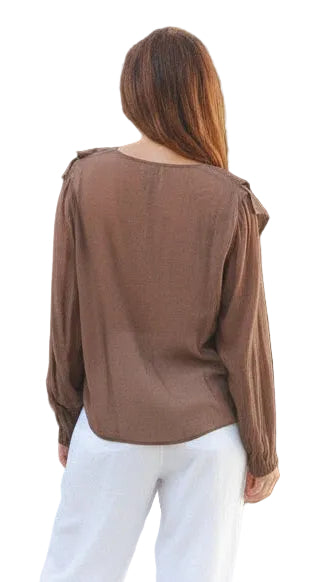 The Willow Ruffle Blouse - Chocolate, Berry Wine & Dusty Rose