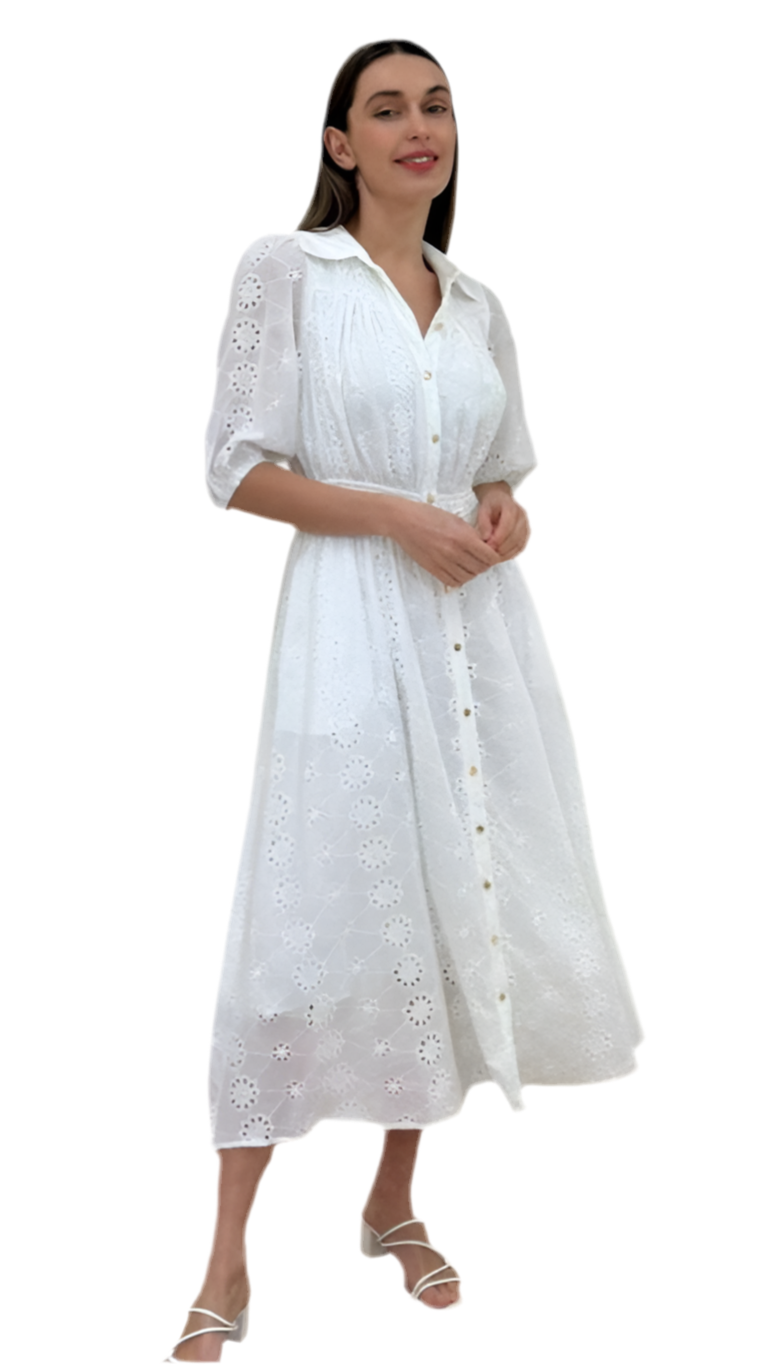 The Sunlit Broderie Midi Dress