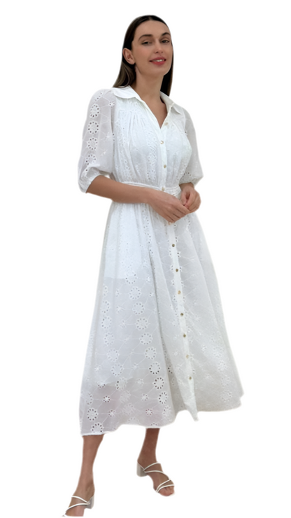 The Sunlit Broderie Midi Dress
