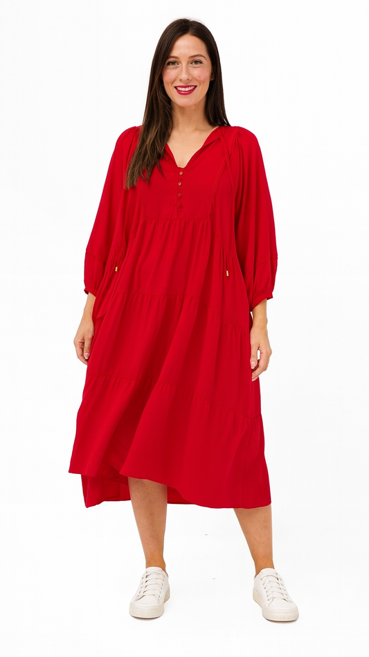 The Willow Breeze Tiered Midi Dress