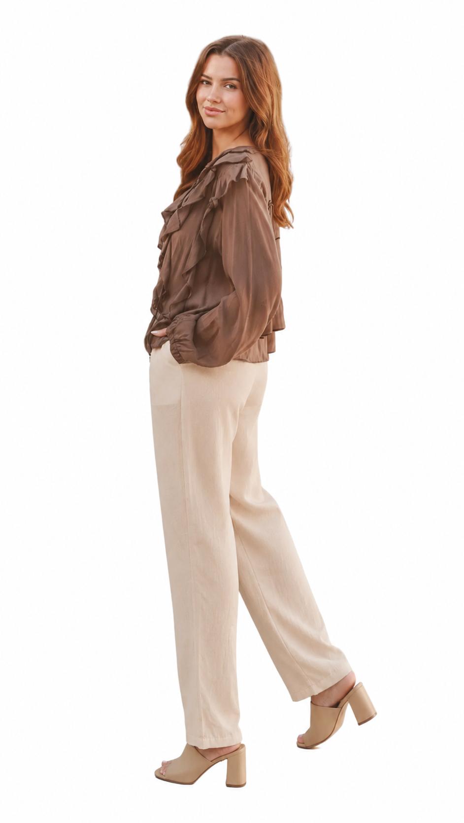 The Willow Ruffle Blouse - Chocolate, Berry Wine & Dusty Rose