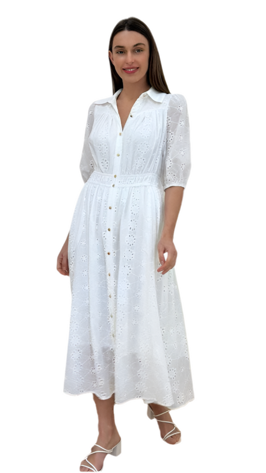 The Sunlit Broderie Midi Dress