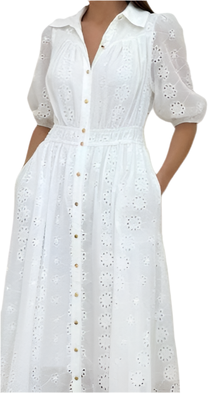 The Sunlit Broderie Midi Dress