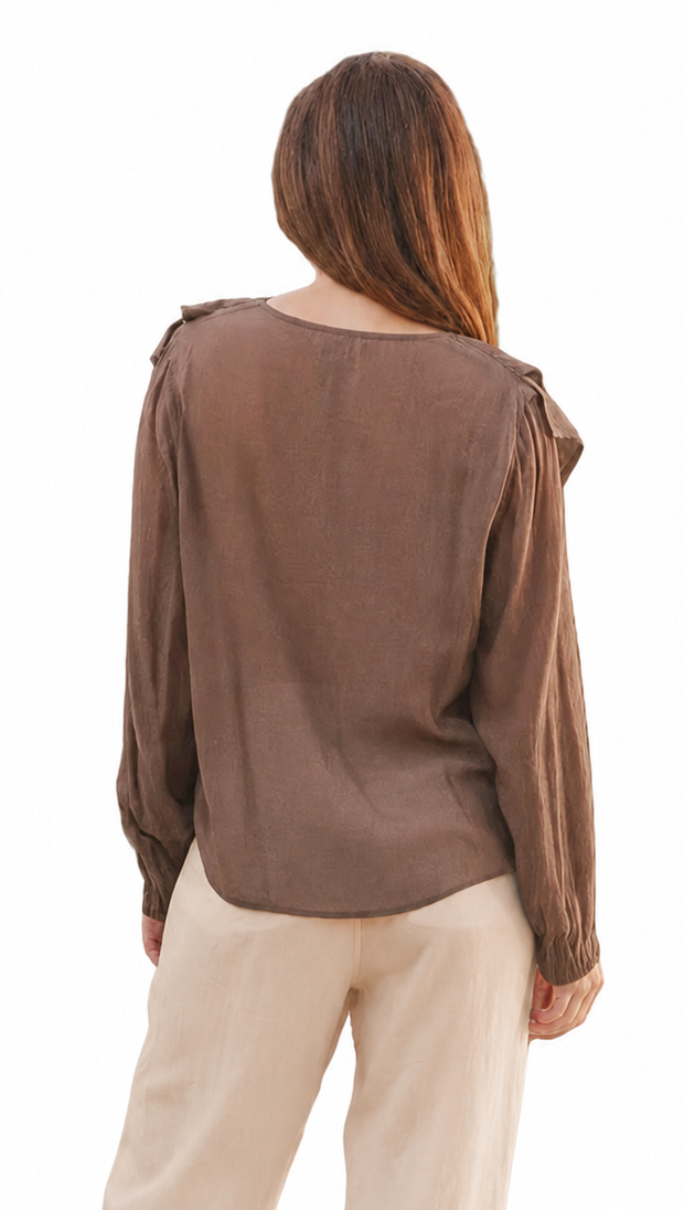 The Willow Ruffle Blouse - Chocolate, Berry Wine & Dusty Rose