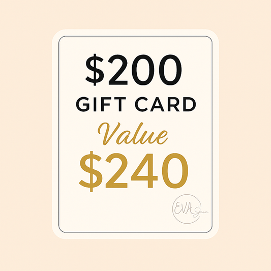 Gift card with $200 face value and $240 value on a beige background