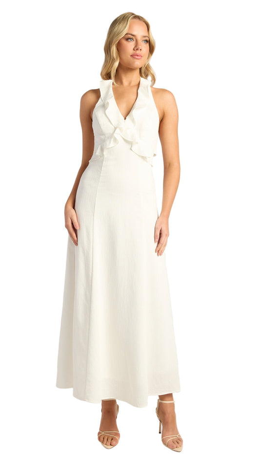 The Serene Ruffle Halter Dress