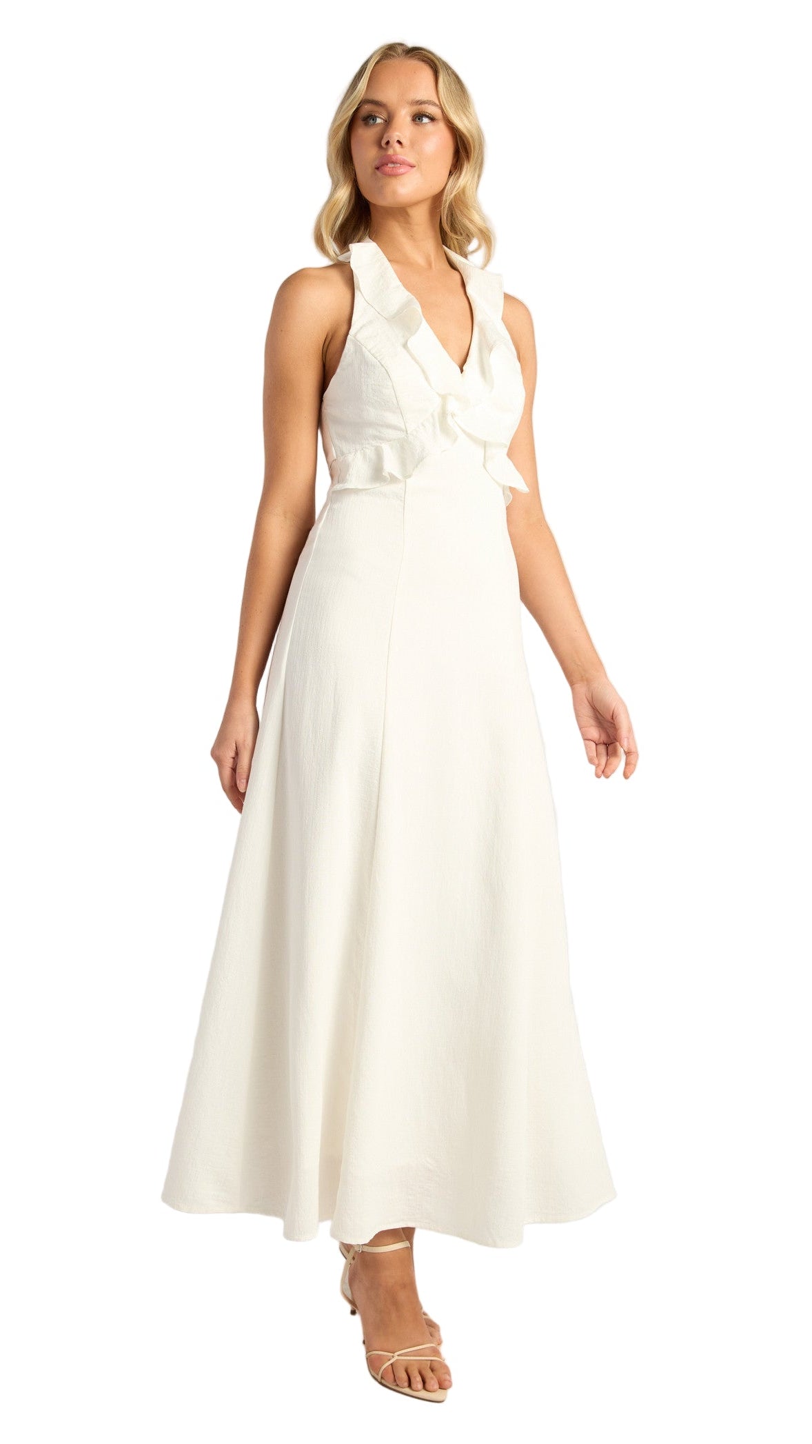 The Serene Ruffle Halter Dress