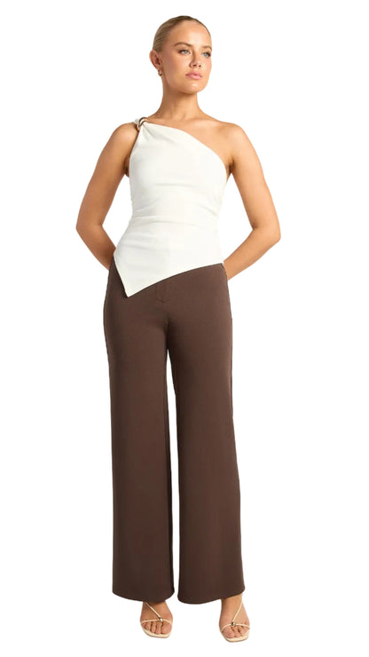 The Lennox Structured Stretch Pants - Chocolate