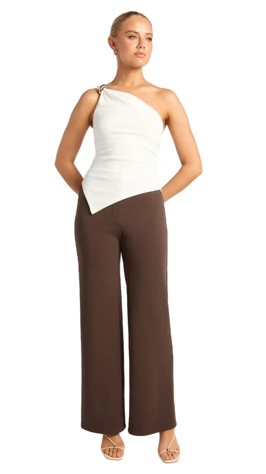 The Lennox Structured Stretch Pants - Chocolate