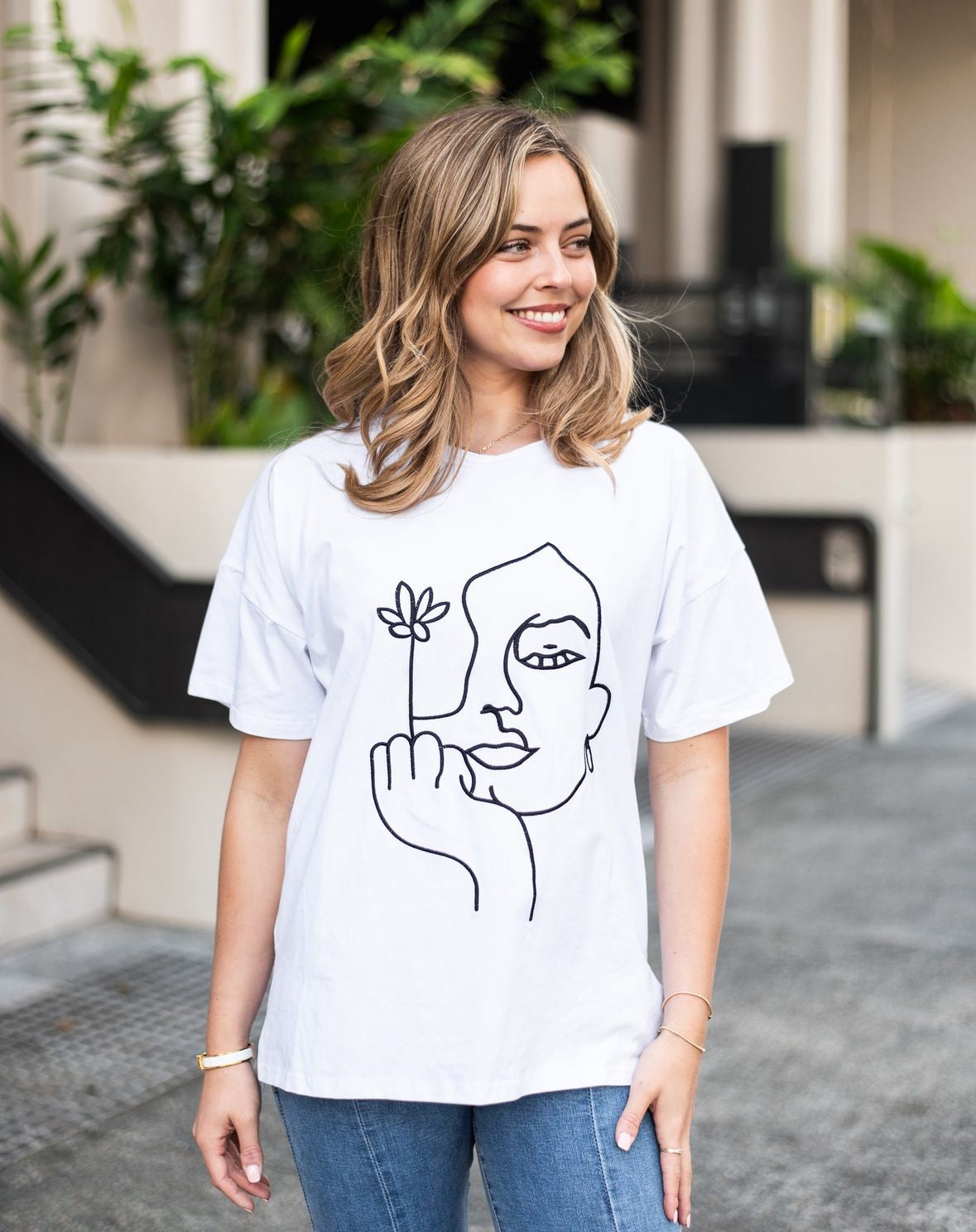 I Don't Give a Flower Tee - Black & White