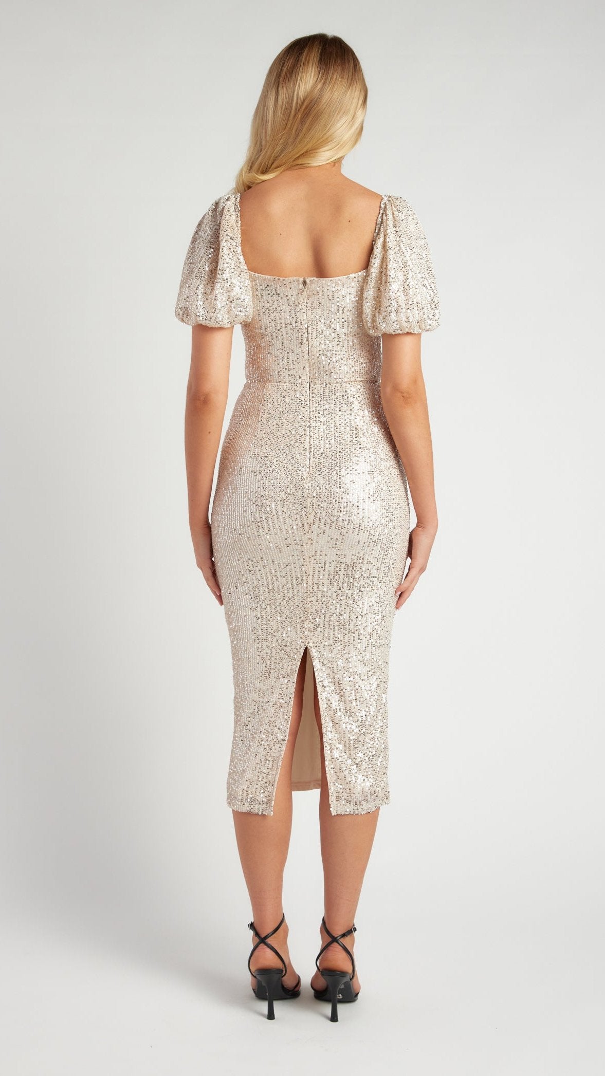 The Hollywood Glam Midi Dress - Champagne