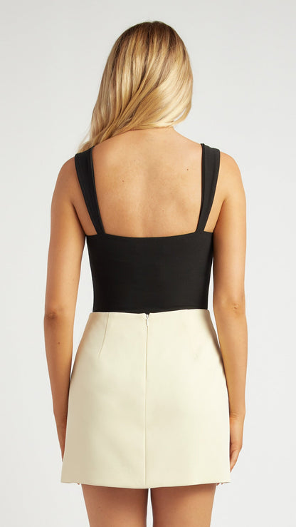 Back view of Ribbon Detail Bodysuit in black highlighting the elegant square back design.