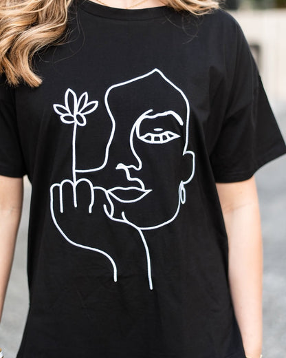 I Don't Give a Flower Tee - Black & White
